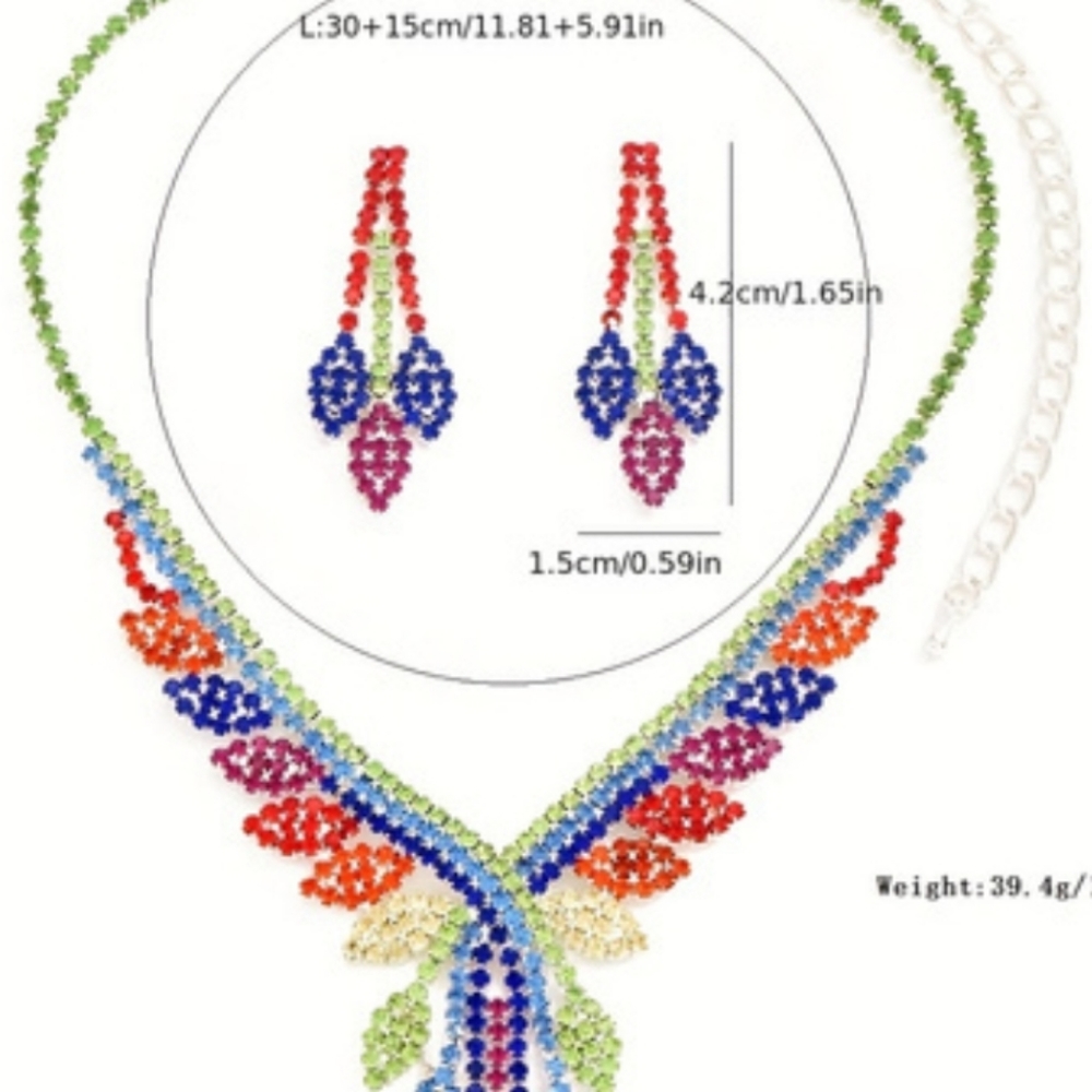 Popular Jewelry Set With Necklace & Stud Earrings  Colorful Jewelry Set Personal